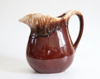 Vintage Pitcher, McCoy Pottery Brown Drip Glaze Small Pitcher, Vase, American Pottery, Rustic Kitchen, CottageCore, Farmhouse Style, Country