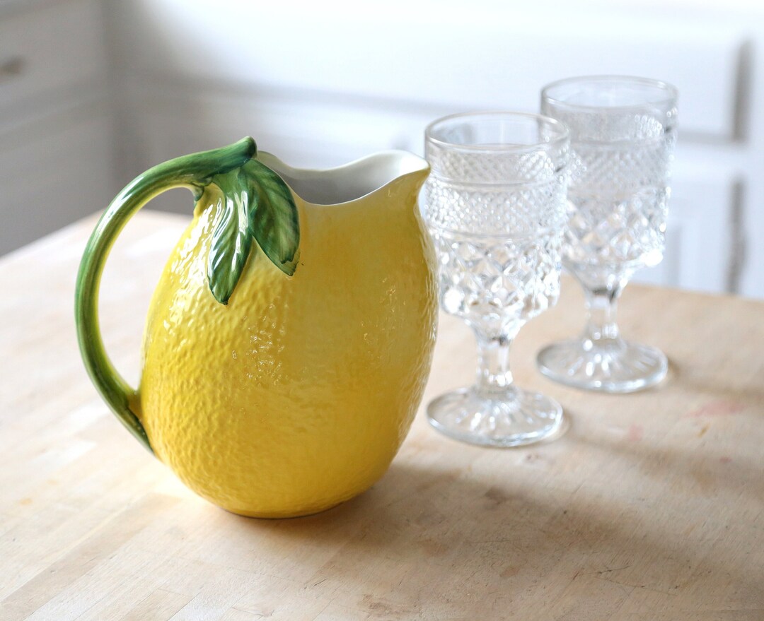 Vintage Lemon Pitcher Made in Italy Lemon Shaped Water Etsy