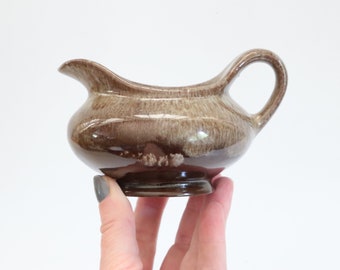 Vintage Ceramic Speckled Creamer, Evangeline Canada 903, Brown, 70s, Tiny Planter, Tiny Water Pitcher