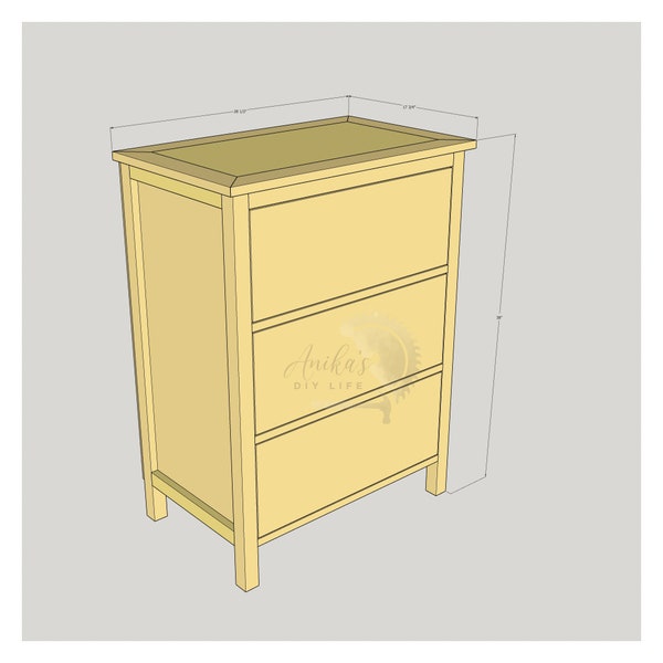 3-drawer Dresser - Beginner-Friendly - PDF Printable Woodworking Plans