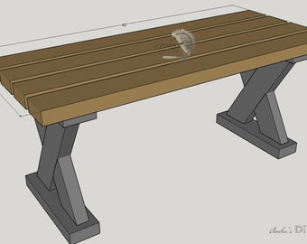 X-Bein-Bank mit 2x4 - Indoor / Outdoor / gepolstert - PDF druckbare Holzbearbeitungspläne