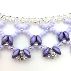 Netted Necklace, Ethereal Lavender/Silver, Pixie, Faerie, Pastel Goth, Glass Seed Beads, 13.5”-19.5” Adjustable