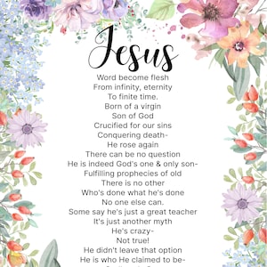 Jesus Easter Poem Christian, Original Christian Poetry, Easter Poetry Downloadable Print, Easter Poetry Christian Wall Art Poem Into Art