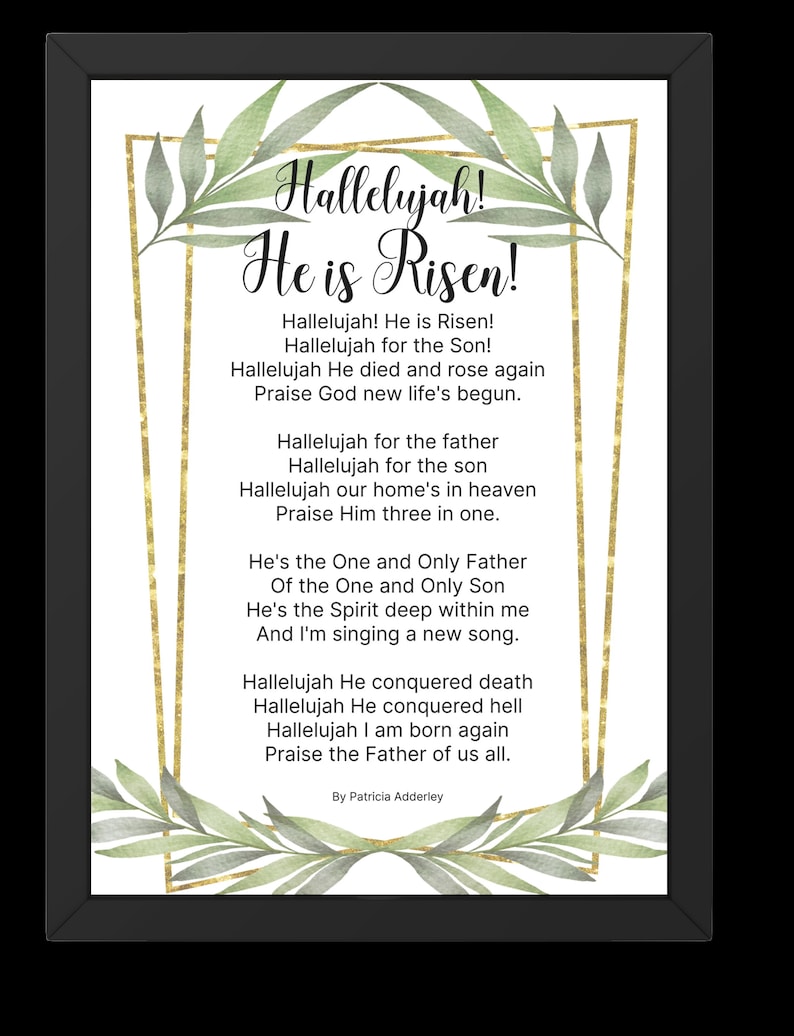 Hallelujah He is Risen Resurrection Easter Poem,, Floral Framed Art ...