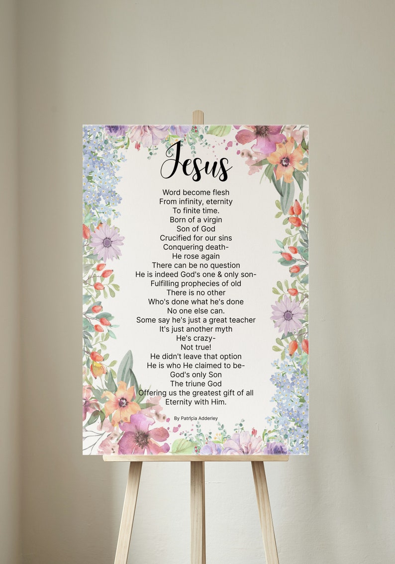 Jesus Easter Poem Christian, Original Christian Poetry, Easter Poetry Downloadable Print, Easter Poetry Christian Wall Art Poem Into Art
