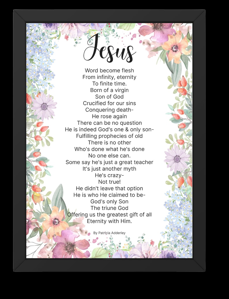 Jesus Easter Poem Christian, Original Christian Poetry, Easter Poetry Downloadable Print, Easter Poetry Christian Wall Art Poem Into Art