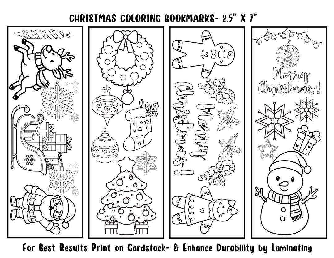 Set of 12 Christmas Printable Bookmarks Kids Christmas Coloring ...