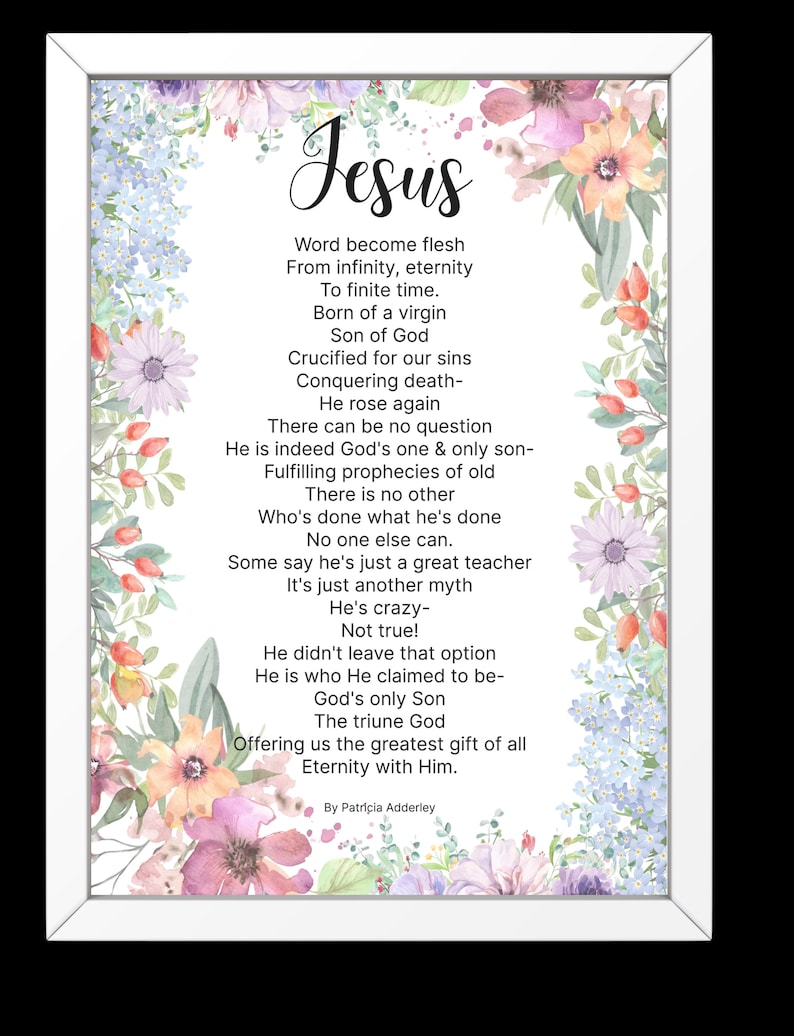 Jesus Easter Poem Christian, Original Christian Poetry, Easter Poetry Downloadable Print, Easter Poetry Christian Wall Art Poem Into Art