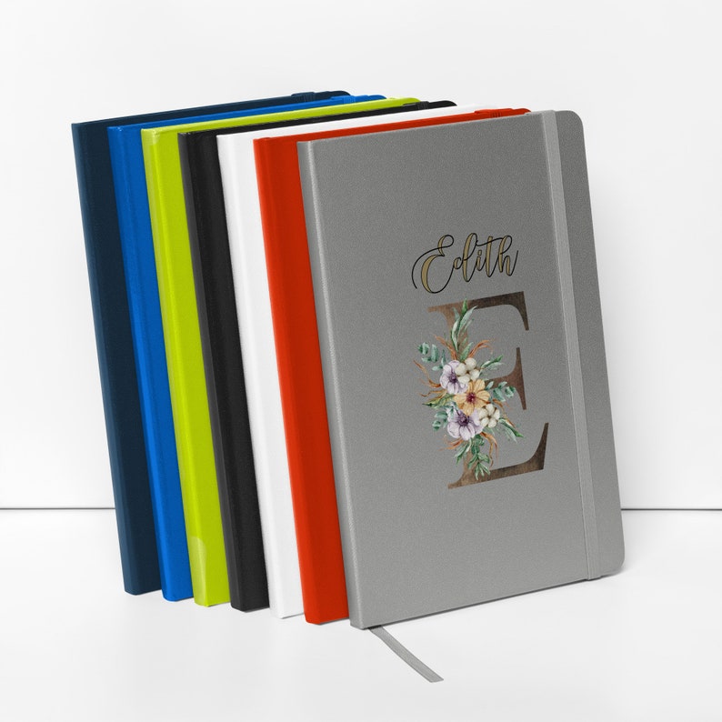 Elegant Flowered Monogram Personalized Hardcover Notebook, Hardcover ...
