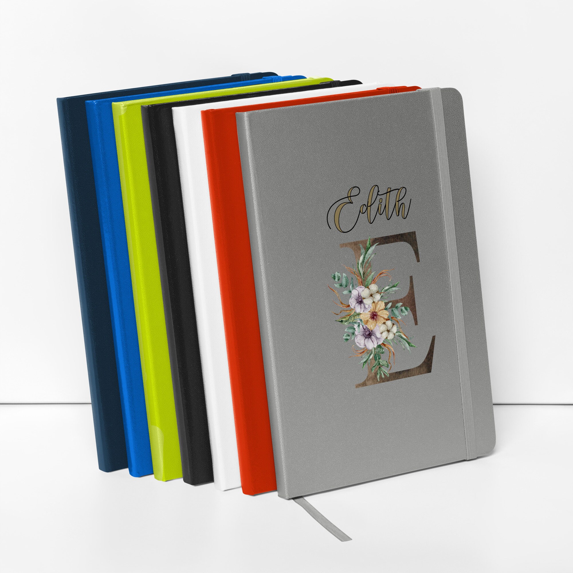 Elegant Flowered Monogram Personalized Hardcover Notebook, Hardcover ...