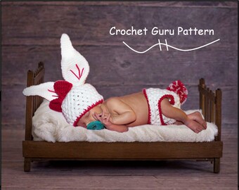 Crochet Baby Bunny Hat & Diaper Cover Pattern: Photo Prop (Instant Download)