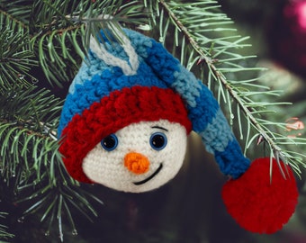 Crochet Snowman Ornament Pattern - Crochet Guru PDF Pattern - Amigurumi Christmas Tree - Christmas Decor