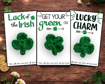 Crochet Shamrock Pattern: St. Patrick's Day Clover with Charm Cards (PDF Digital Download)
