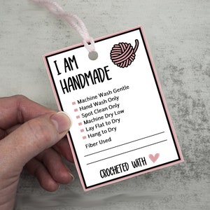 Printable Crochet Care Tags: Handmade Washing Instructions (PDF)