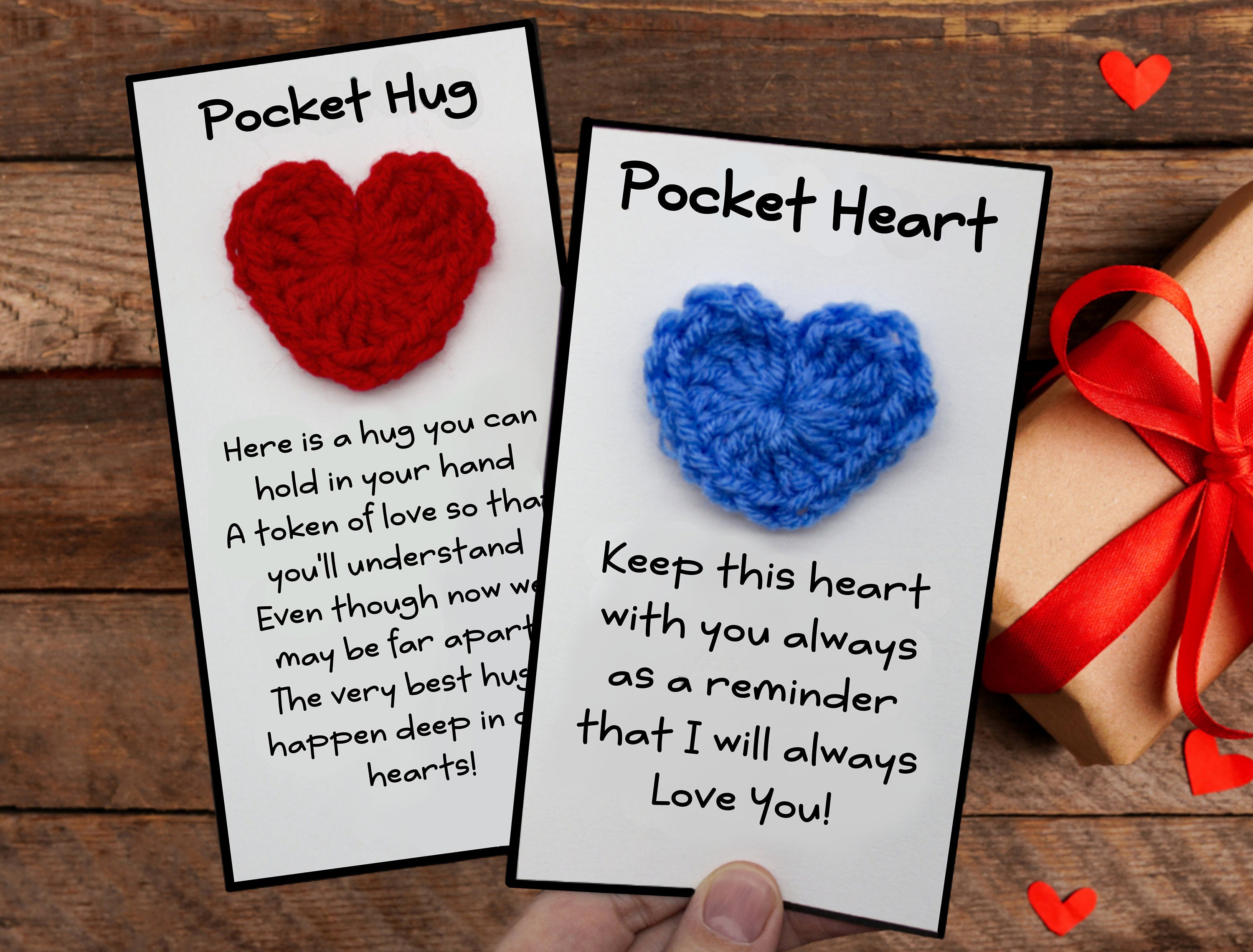 Pocket Hug Card With A Red Crochet Heart - A To - Folksy