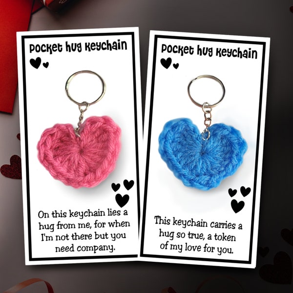 Pocket Hug Keychain Crochet Pattern - Pocket Hug Quotes Included - Pocket Heart Pattern - Valentine's Day Crochet Pattern