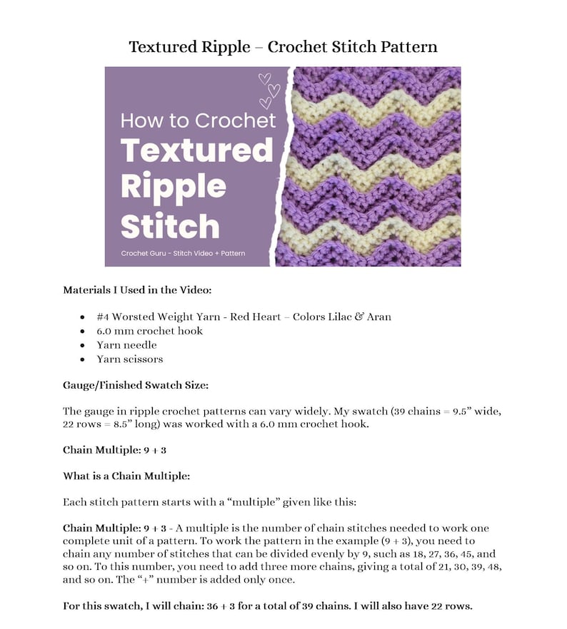 Ripple Stitch Crochet Pattern: Easy Blanket & Scarf PDF + Video ...