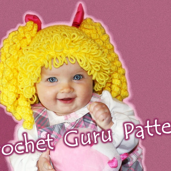 Crochet Cabbage Patch Kid Inspired Hat Pattern - 6 Sizes - Baby to Adult - Instant Download - PDF Format