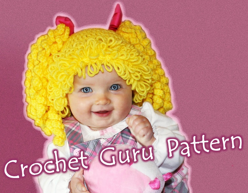 Crochet Cabbage Patch Kid Inspired Hat Pattern  6 Sizes  image 1