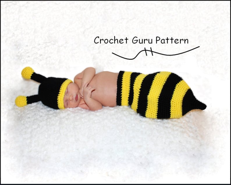 Crochet Bumble Bee Baby Hat & Diaper Cover Pattern (PDF) - Etsy