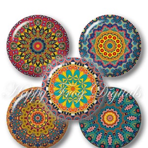 Mandala - 2.5", 2" círculos - hoja de Collage Digital - 360 HFD - descargar imprimibles - descarga inmediata