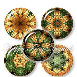 Green kaleidoscope - 2.5&quot;, 2&quot; circles - Digital Collage Sheet - 380 HFD - Printable Download - Instant Download