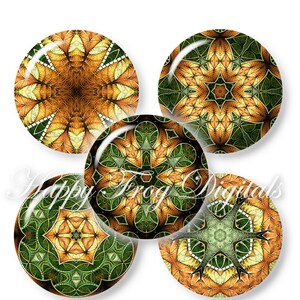 Green kaleidoscope - 12, 14, 16, 18, 20 mm circles - Digital Collage Sheet - 380 HFD - Printable Download - Instant Download