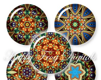 Kaleidoscope - 1.5", 1", 30 mm, 25 mm circles - Digital Collage Sheet - 383 HFD - Printable Download - Instant Download