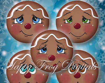 Gingerbread man - 1.5&quot;, 1&quot;, 30 mm, 25 mm circles - Digital Collage Sheet - 359 HFD - Printable Download - Instant Download