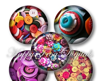 Colorful buttons - 1.5", 1", 30 mm, 25 mm circles - Digital Collage Sheet - 310 HFD  - Printable Download - Instant Download