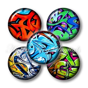 Graffiti 2 - 1,5&quot;, 1&quot;, 30 mm, cerchi da 25 mm - Digital Collage Sheet - 450 HFD - Download stampabile - Download istantaneo