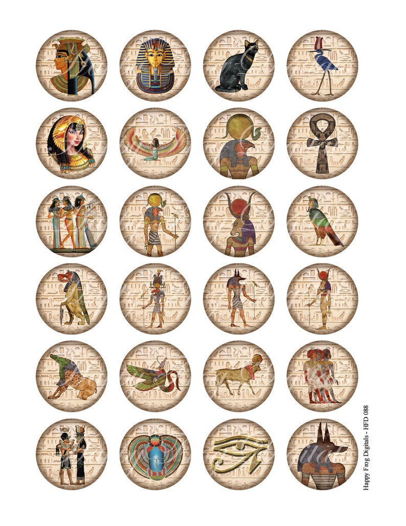 Instant Download 1.5 25 mm circles Printable Download 30 mm Ancient Egypt 1 digital collage sheet 088 HFD