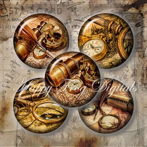 Navigation-Objekte - 2,5", 2" Kreise - Digital Collage Sheet - 275 HFD - Druckversion herunterladen - Instant Download