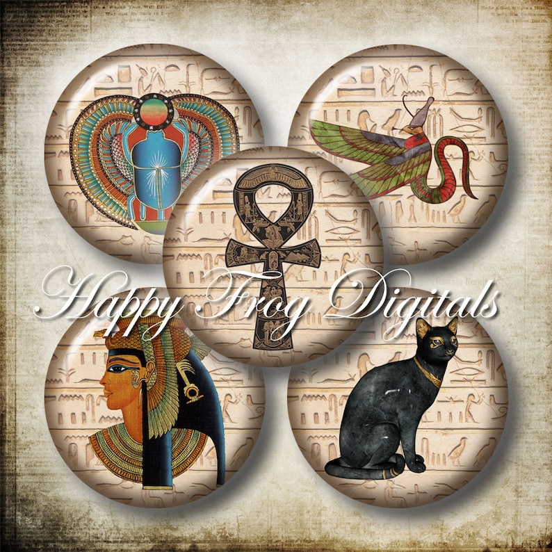 Instant Download 1.5 25 mm circles Printable Download 30 mm Ancient Egypt 1 digital collage sheet 088 HFD