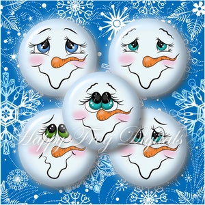 Snowmen faces - Set 1 - 2.5&quot;, 2&quot; - 300 HFD - Printable Download - Instant Download