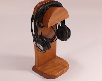 Headphone Stand -  Cherry Natural Finish - Universally Compatible way to store and display your headphones -