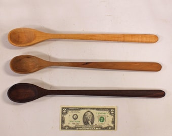 Wood Cooking Spoon - Long Handle - Maple, Walnut, Or Cherry - 2" wide, 16" long, 3/4" thick - Solid Hardwood - Luxury for the Home Cook