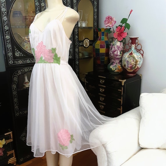 Vintage 1960s Double Layer Chiffon Nightgown or D… - image 1