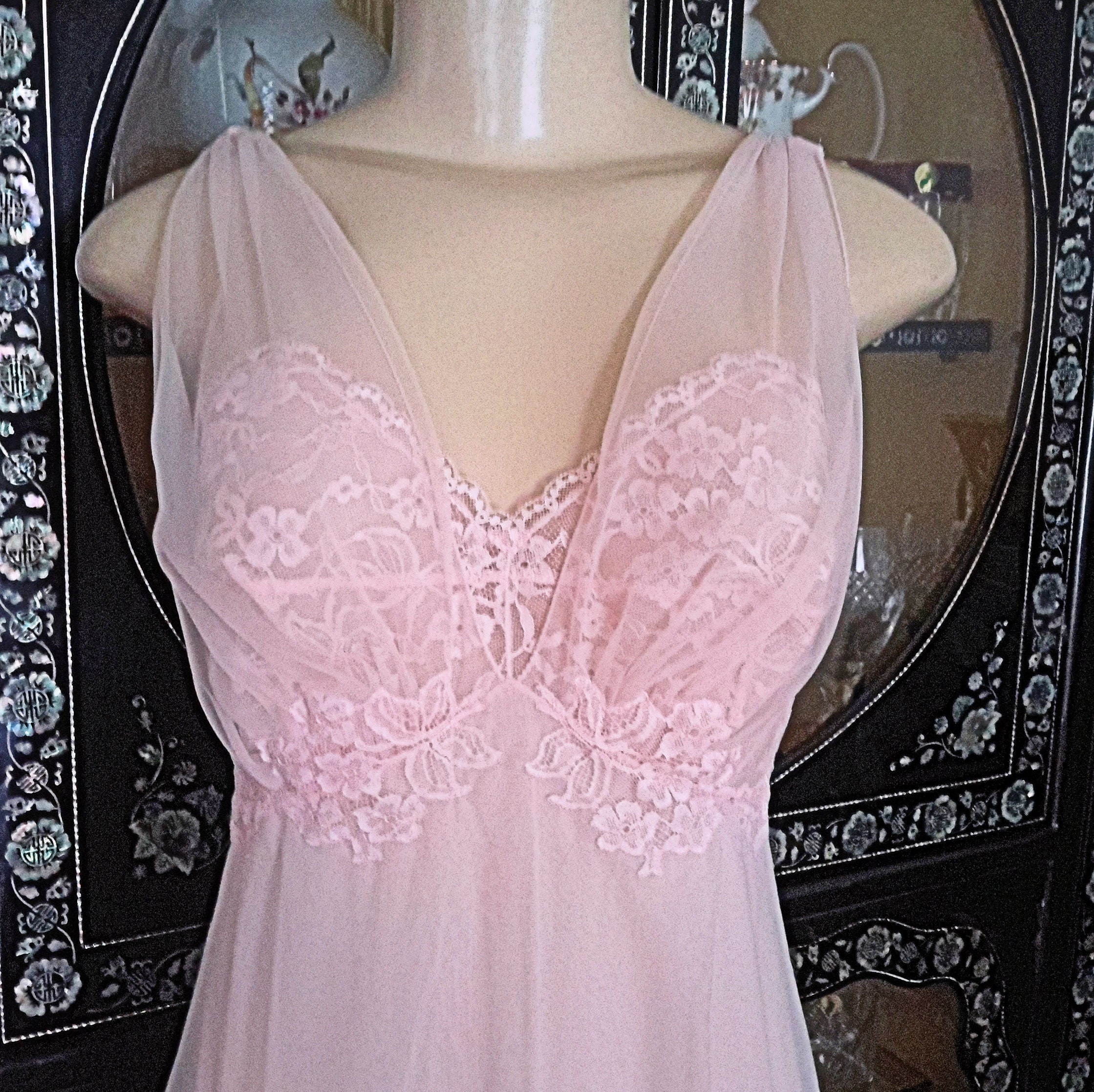 Vintage Double Layered Pink Chiffon Darling Nightgown for the | Etsy