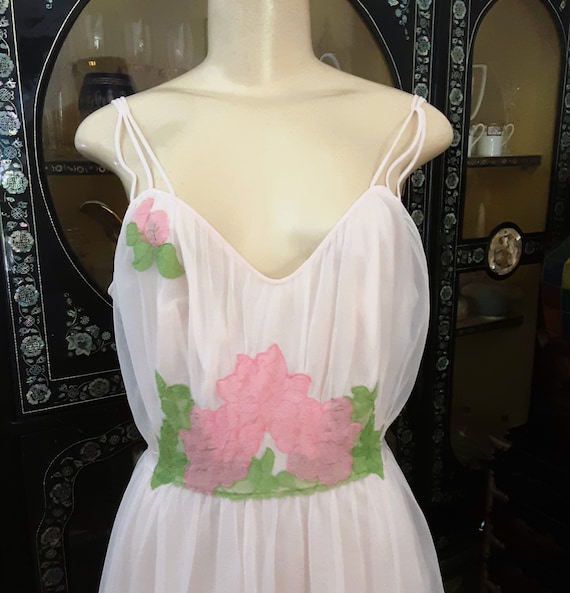 Vintage 1960s Double Layer Chiffon Nightgown or D… - image 5