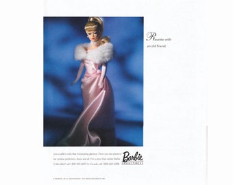 1990s BARBIE Advertisement, 9x11 Vintage Magazine Ad, Glamour Barbie Collectibles, Barbie Dolls Wall Art
