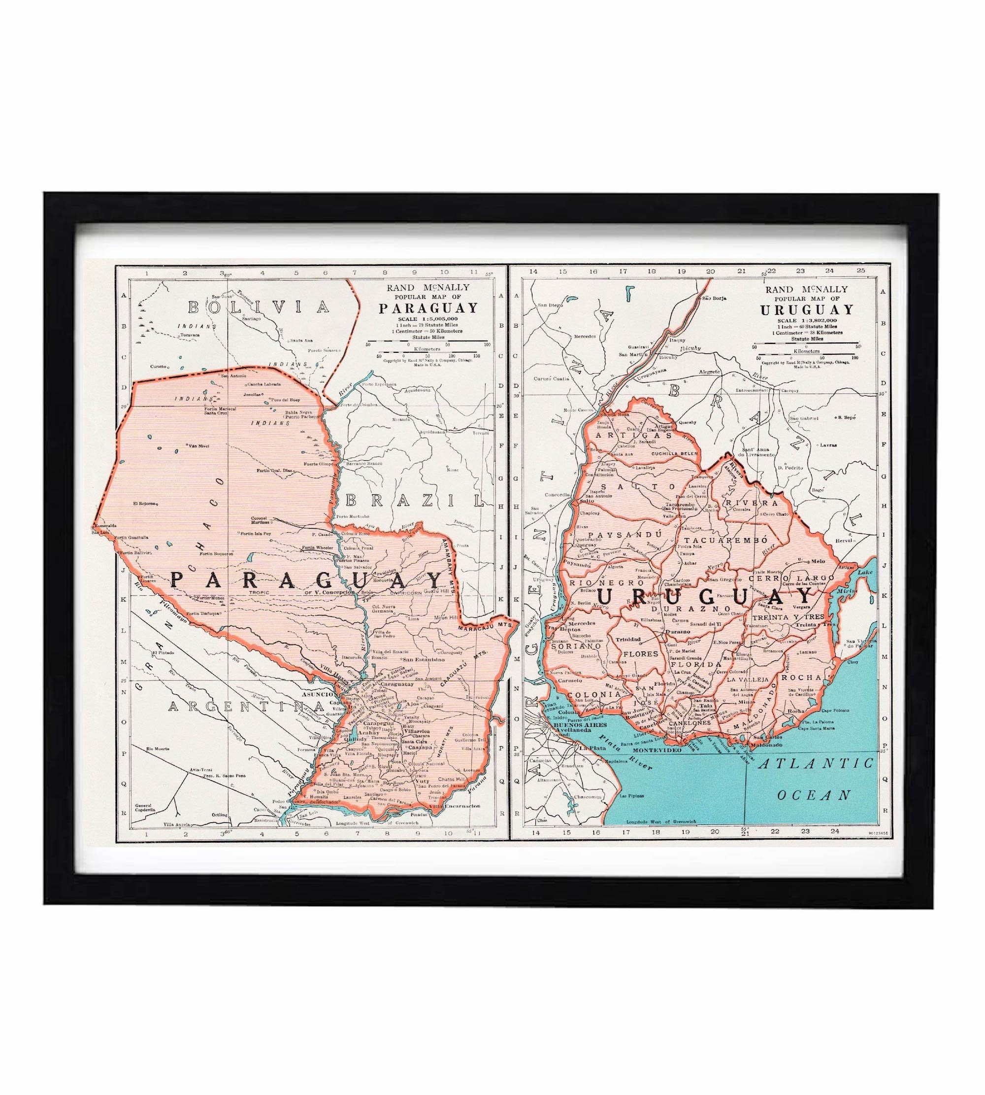 Map Of Paraguay In South America 1940S South America Paraguay Uraguay Map 14X11 Vintage Map | Etsy Uk