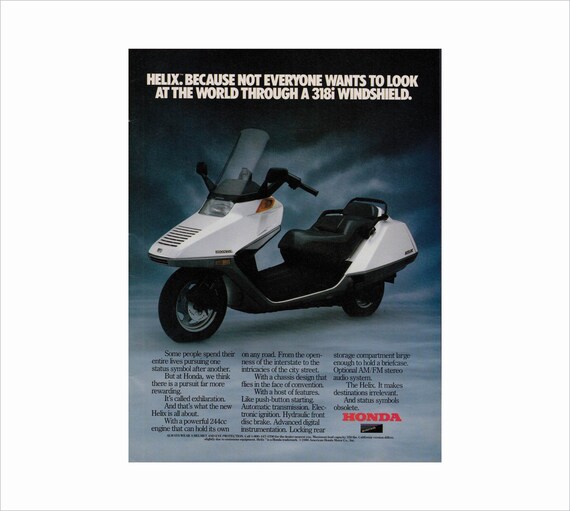 Jaren 1980 HONDA HELIX SCOOTER Advertentie 8x11 Vintage Print | Etsy België
