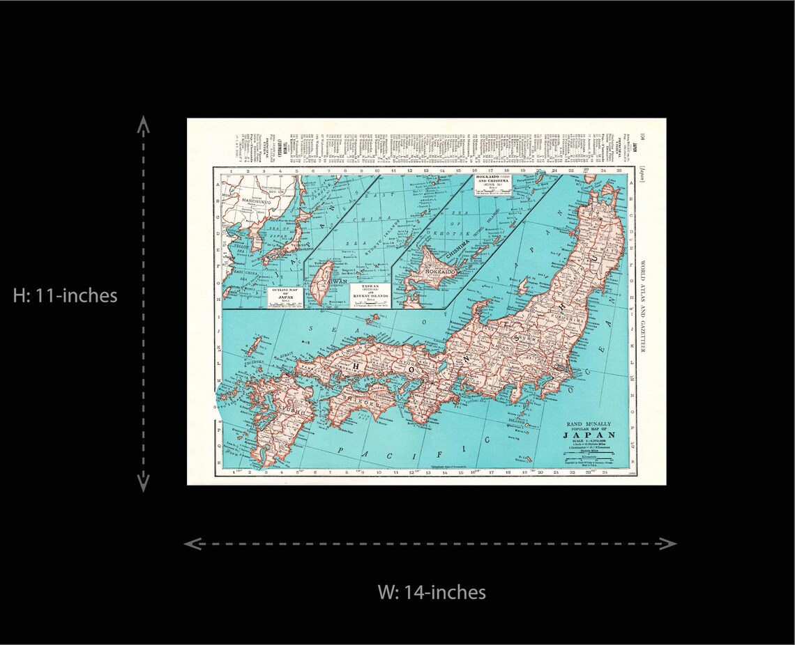 1940s JAPAN Map 14x11 Vintage 1944 Map World War II Era - Etsy