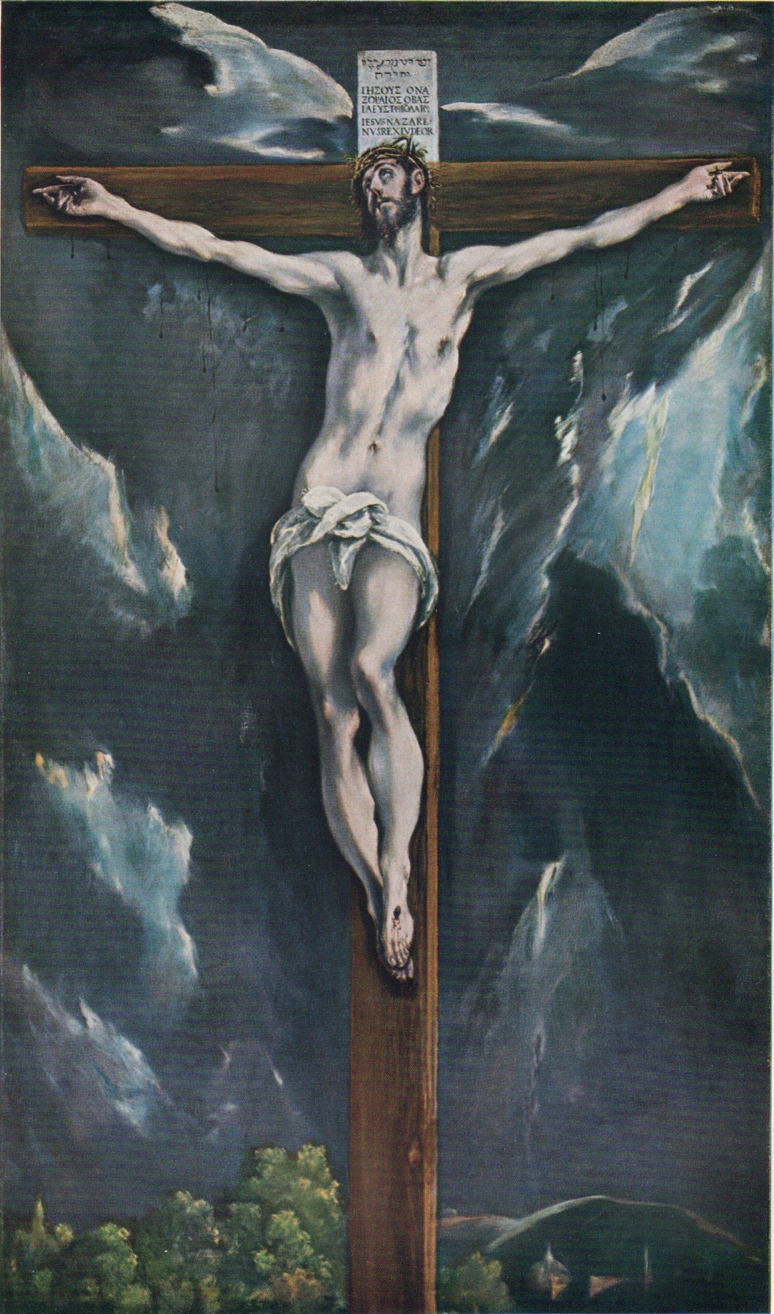 1950s EL GRECO Cristo en la Cruz con paisaje Impresión de Etsy España