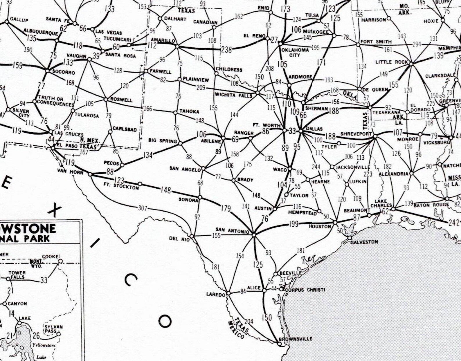 1950s United States MILEAGE CHART 14x11 Vintage Map of USA | Etsy