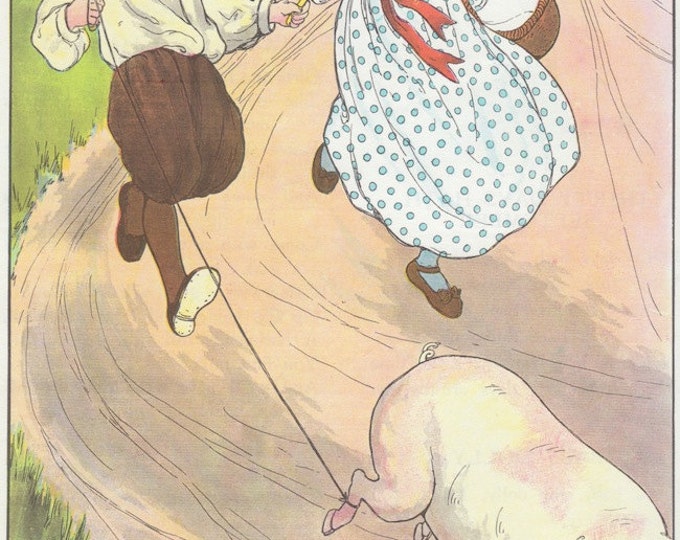 Vintage Nursery Rhyme Wall Art, to Market, to Market, Mother Goose