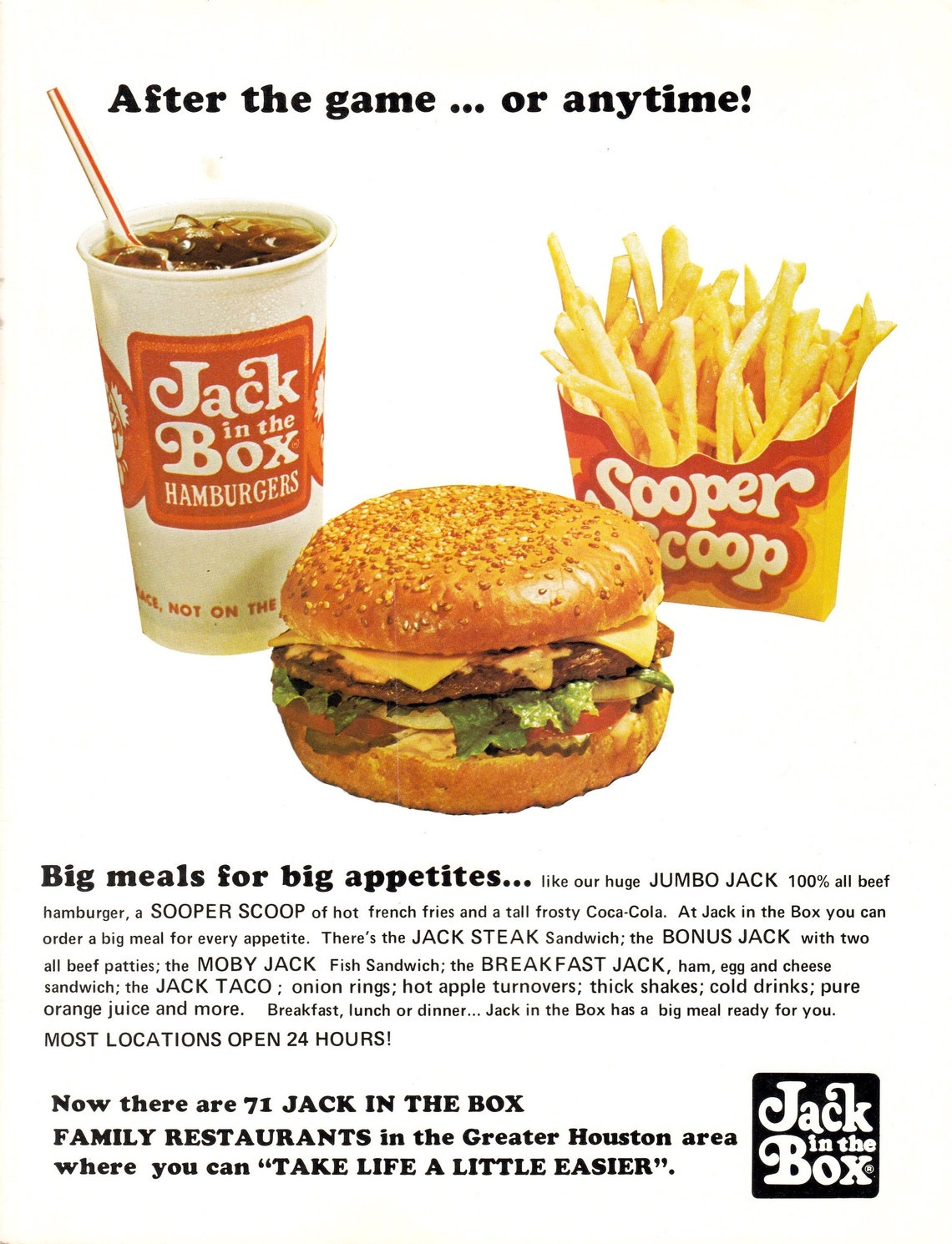 1970s JACK In The BOX Ad 8x11 Vintage Fast Food Etsy