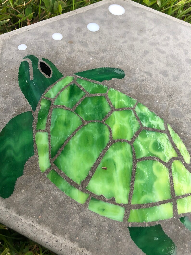 Sea turtle Stained Glass Stepping Stone Yard Decoration Etsy