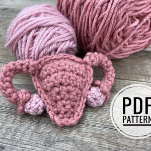 Mini Uterus Crochet Pattern PDF, English Instructions